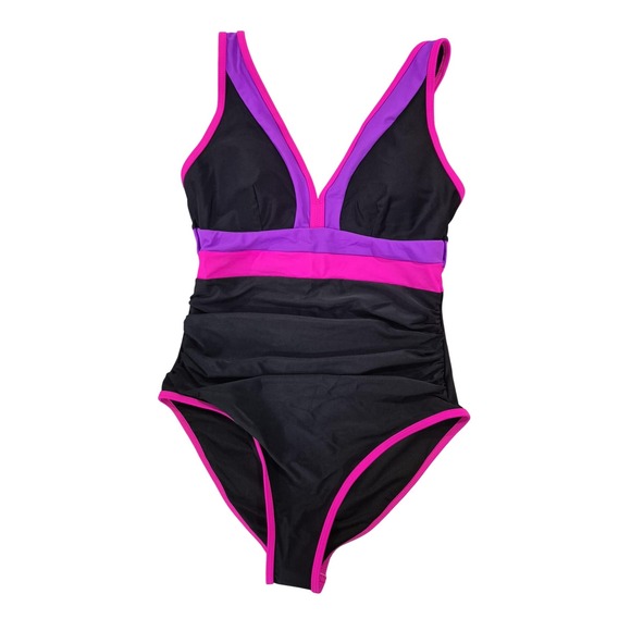 NWT Popvil Women‎ One Piece Swimsuit Tummy Control Neon Color Bathing Suit - Picture 4 of 5